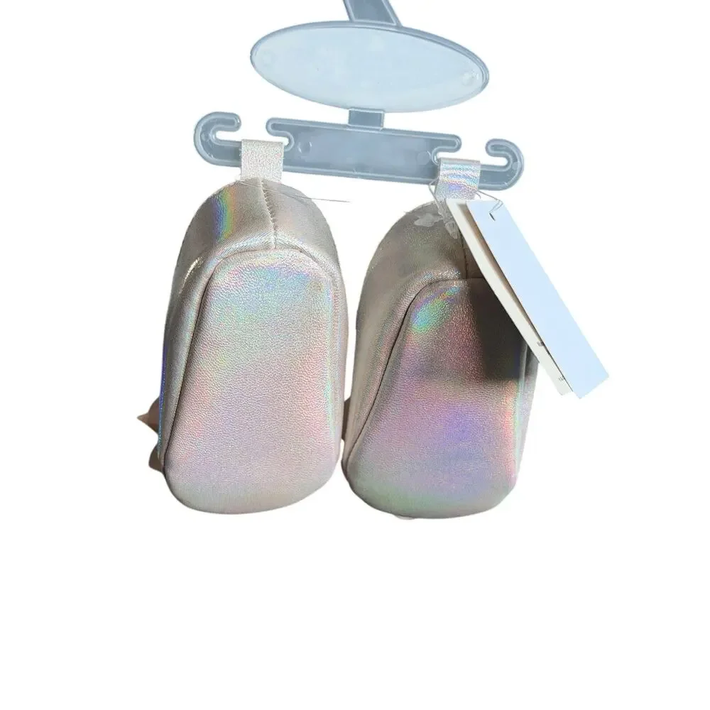 Laura Ashley Baby Girl Gold Ballet Flats Mary Jane Flower Shoes Size 2 NWT